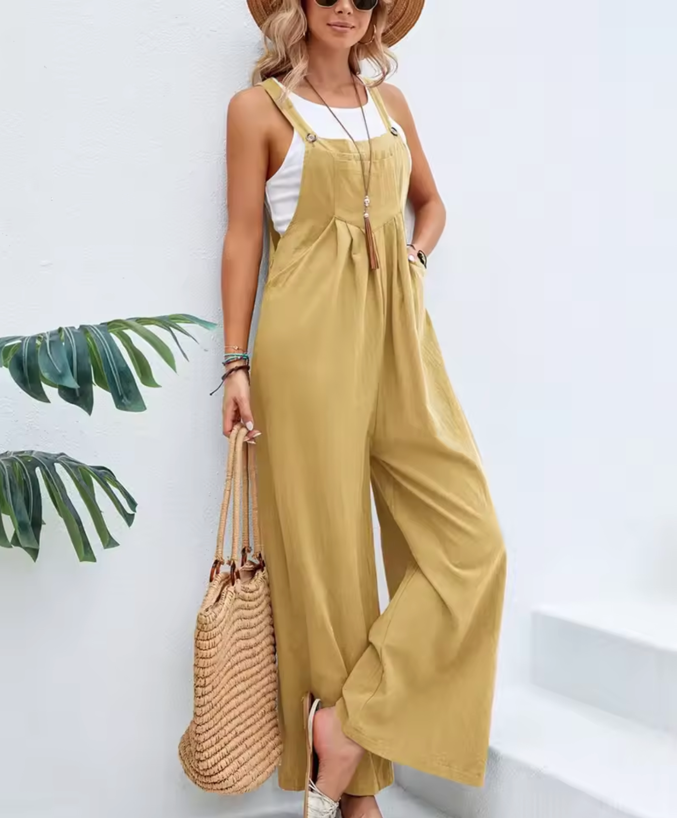 Salopette Femme - Coupe Ample - Jambes Larges - Bretelles Réglables - Style Décontracté