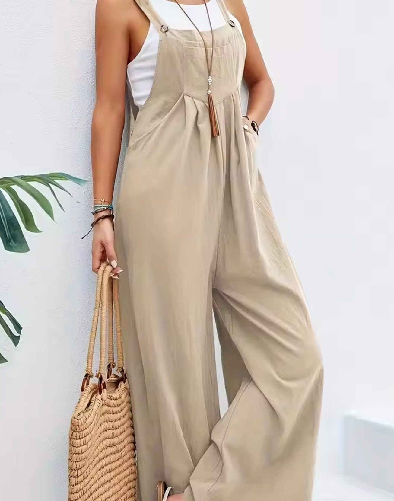 Salopette Femme - Coupe Ample - Jambes Larges - Bretelles Réglables - Style Décontracté