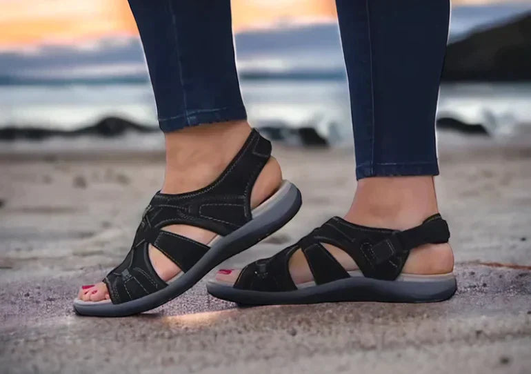 Sandales Femme – Confort Orthopédique – Cuir Souple – Semelle Antidérapante – Ajustables