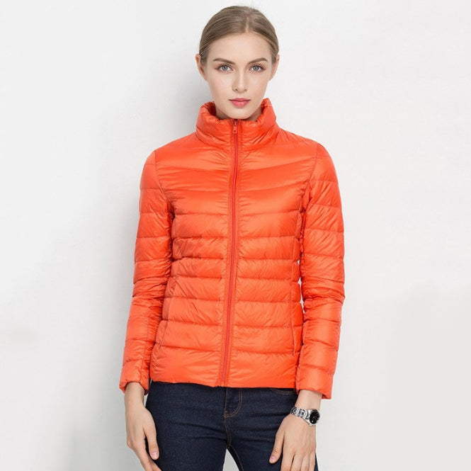 Veste femme matelassée – Doudoune légère – Coupe slim – Col montant zipé