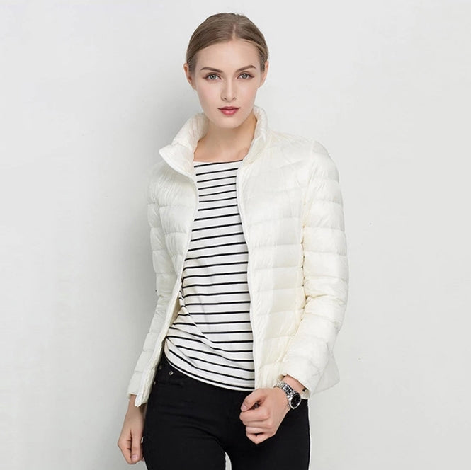 Veste femme matelassée – Doudoune légère – Coupe slim – Col montant zipé