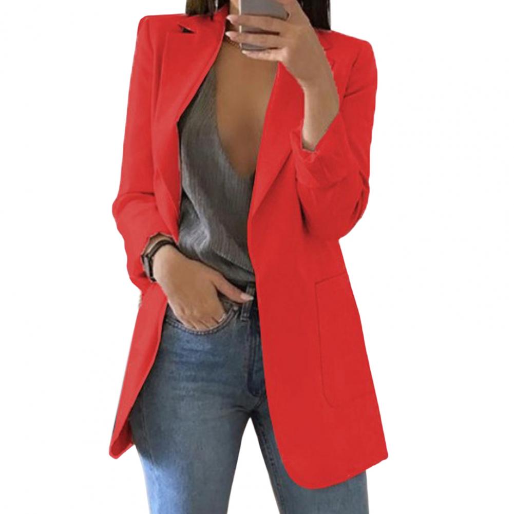 Blazer femme – Coupe cintrée – Longueur hanche – Poches larges – Col tailleur