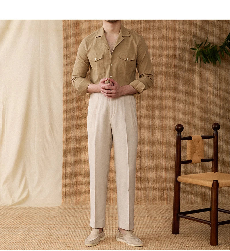 Chemise homme – Coupe classique – Manches longues – Coton mélangé respirant – Poches poitrine