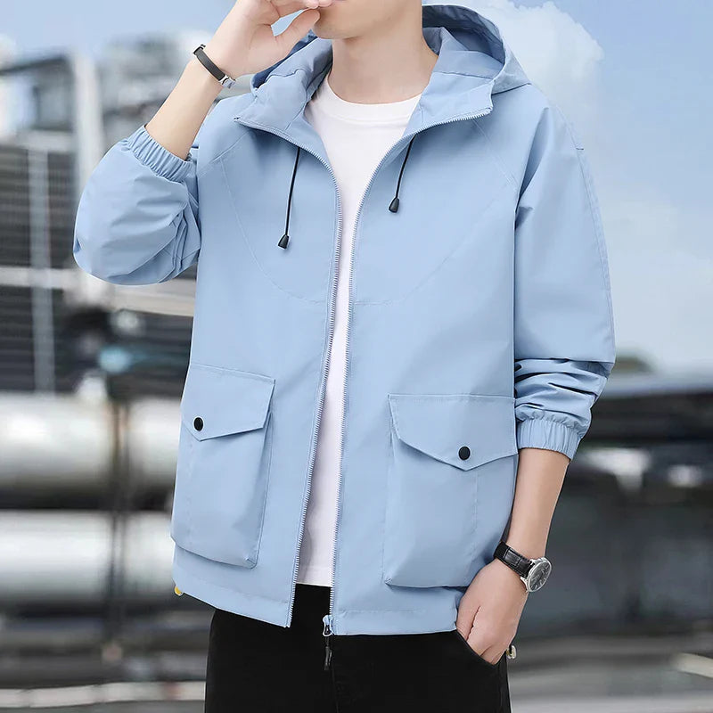 Veste coupe-vent homme – Coupe ample – Tissu léger – Capuche réglable – Zip intégral