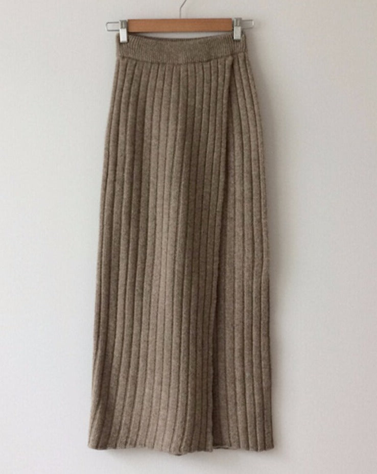 Jupe Longue Femme - Maille Côtelée - Taille Haute - Confortable et Élégante