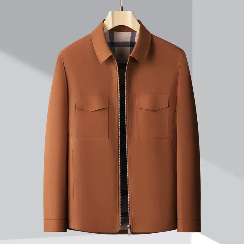 Veste homme – Coupe structurée – Longueur hanches – Col classique – Doublure à carreaux