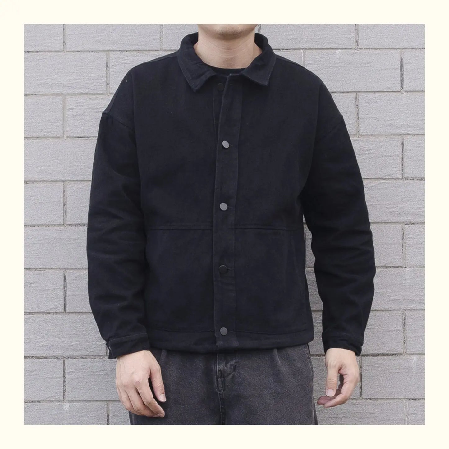Veste en jean homme – Coupe décontractée – Col classique – Fermeture boutonnée