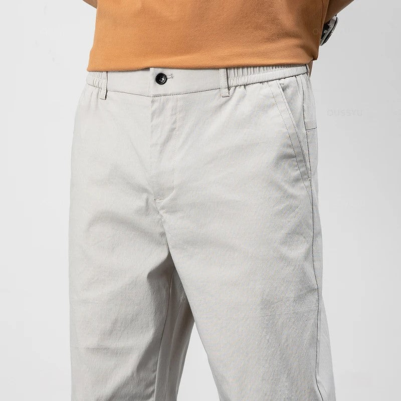 Pantalon chino homme – Coupe décontractée – Coton léger – Longueur cheville – Style casual