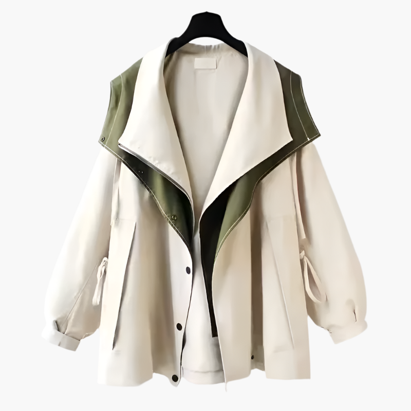 Veste coupe-vent femme – Coupe oversize – Déperlante – Design superposé – Flap asymétrique