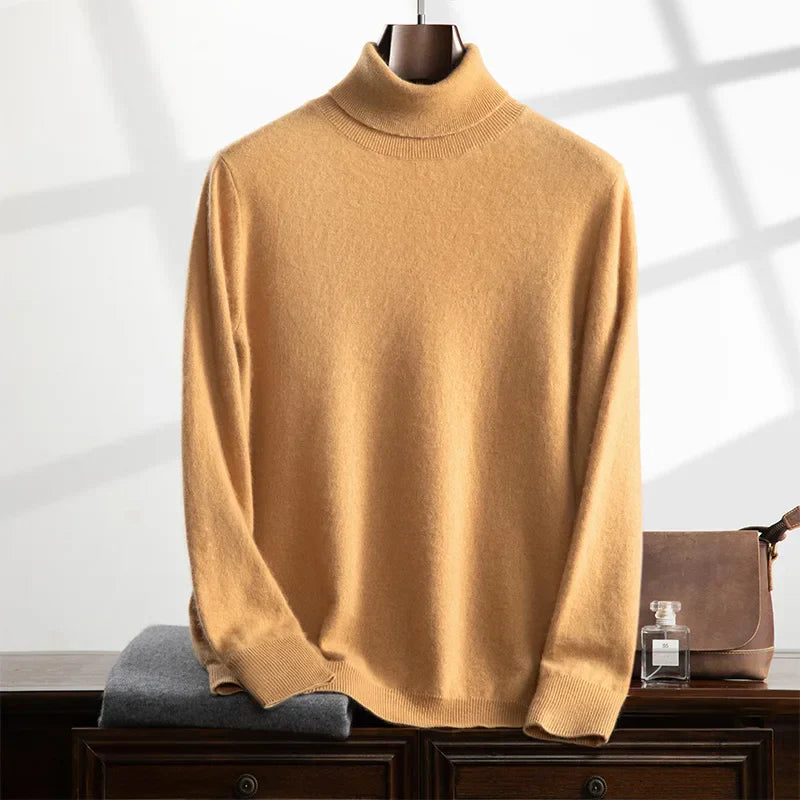 Pull col roulé homme – Cachemire doux – Coupe décontractée – Maille côtelée raffinée
