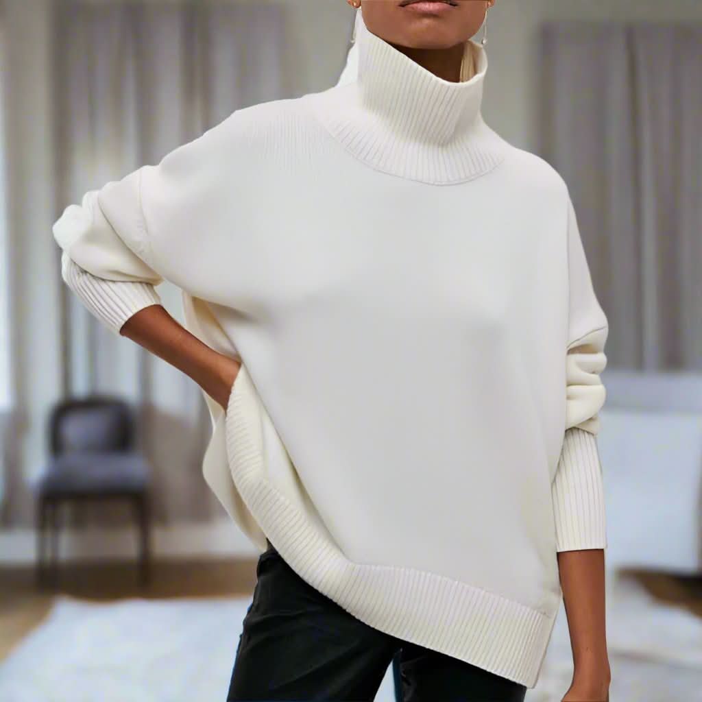Pull à Col Roulé Noir Cozy Elegance, Moderne, Confortable et Sophistiqué pour Femmes