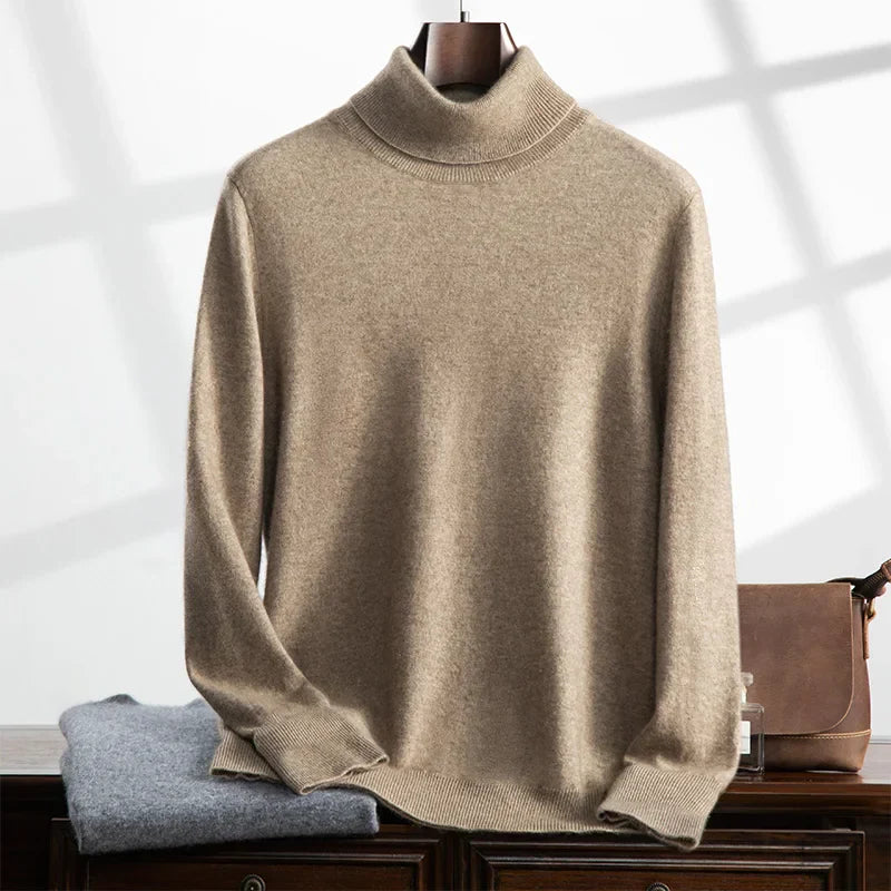 Pull col roulé homme – Cachemire doux – Coupe décontractée – Maille côtelée raffinée
