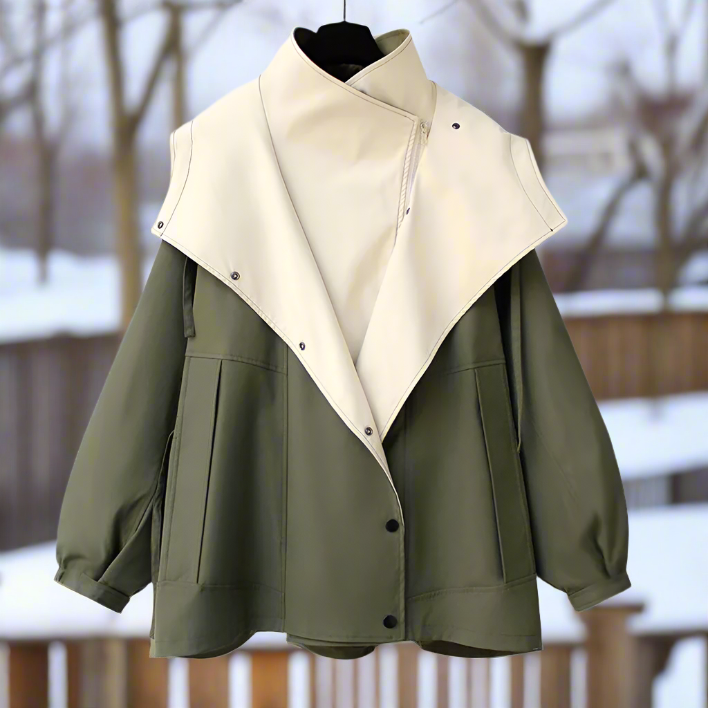 Veste Bicolore Élégante, Oversize et Fonctionnelle pour Femmes