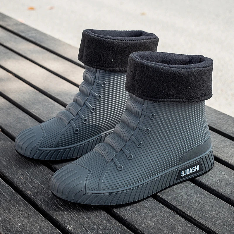 Bottes hautes homme – Imperméables – Doublure chaude – Semelle crantée – Mi-mollet