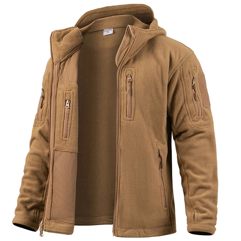 Veste polaire homme – coupe régulière – capuche – fermeture zippée – multi-poches