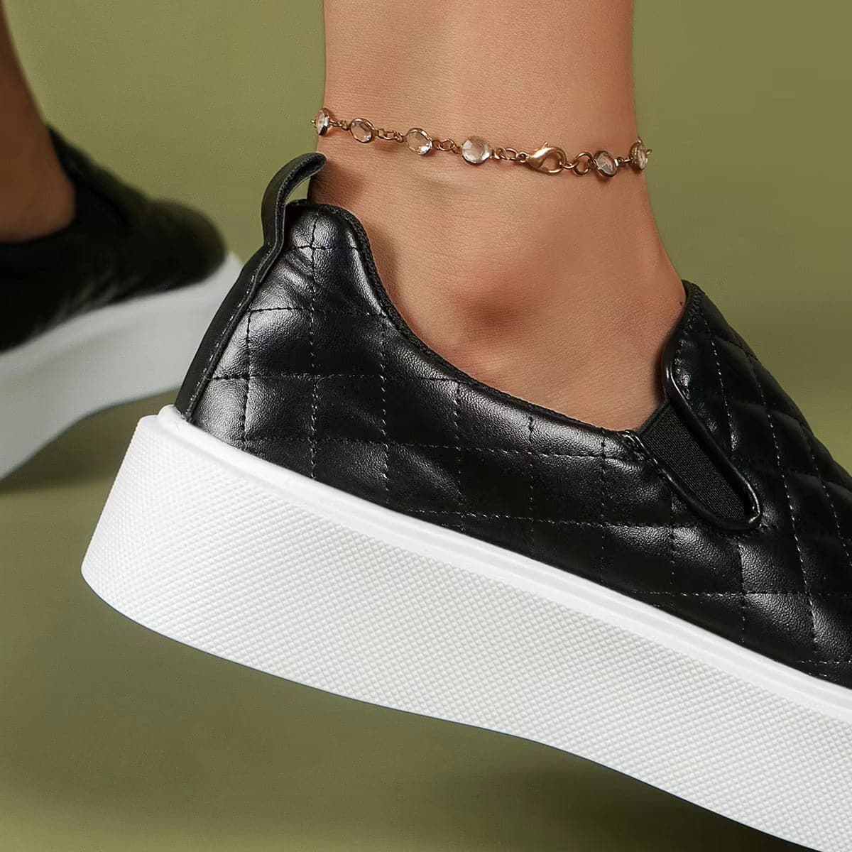 Baskets plateforme femme - Texture matelassée - Enfilage facile - Look casual moderne