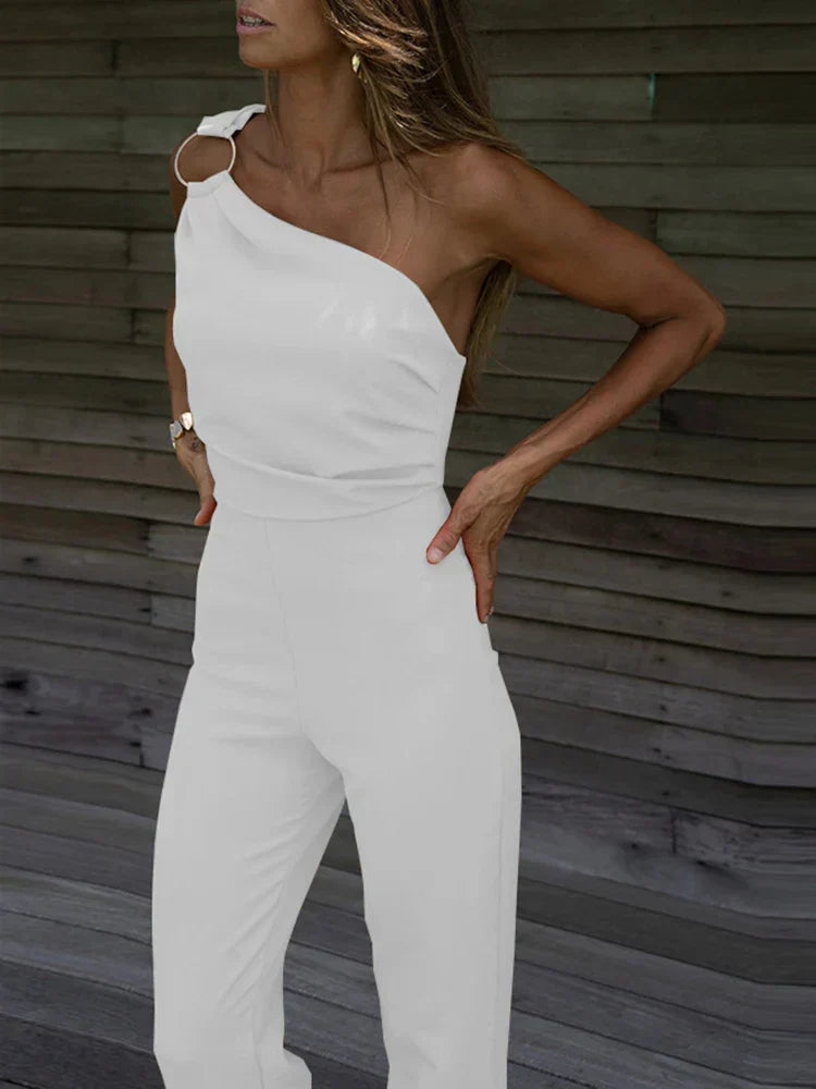 Combinaison Femme – Coupe Ajustée – Une Épaule – Jambe Droite Élégante