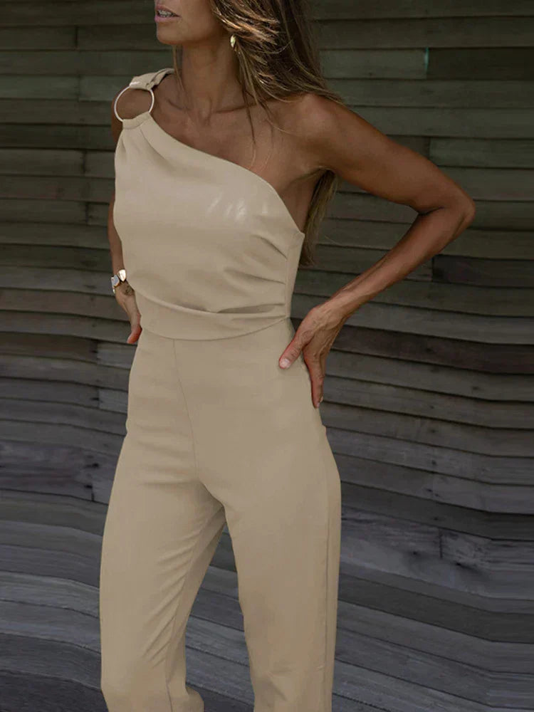 Combinaison Femme – Coupe Ajustée – Une Épaule – Jambe Droite Élégante