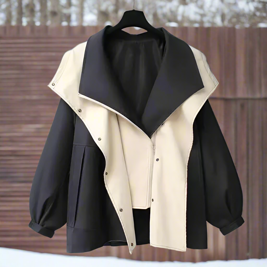 Veste Bicolore Élégante, Oversize et Fonctionnelle pour Femmes