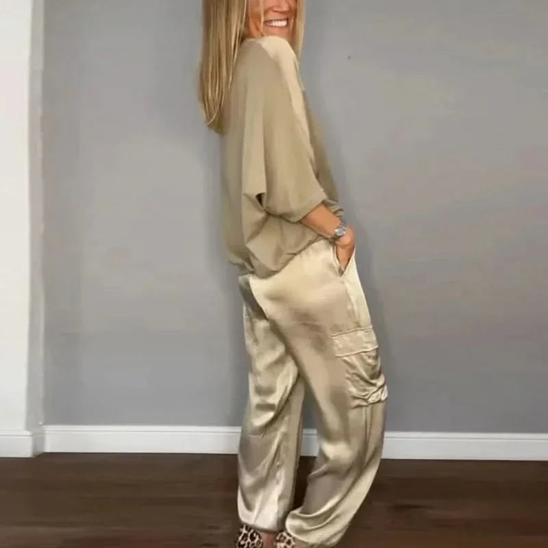 Ensemble Lounge Femme - Satin Doux - Confort Élégant - Tenue Décontractée Chic