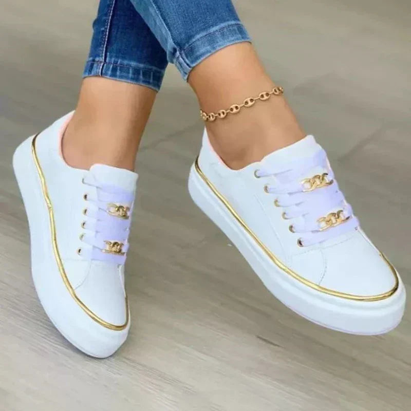 Baskets femme – Slip-on – Maille douce respirante – Détail chaîne – Bas profil
