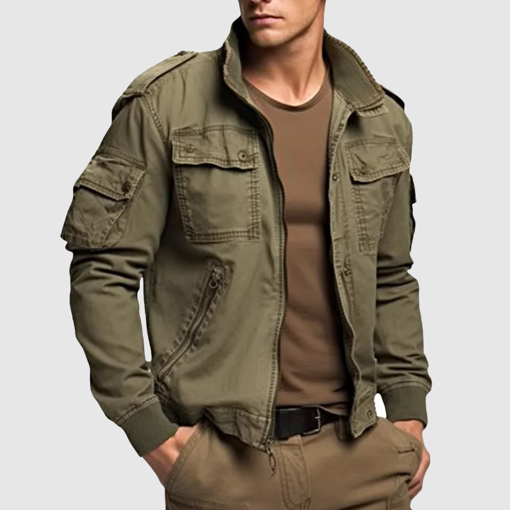 Blouson bomber homme – Coton mélangé – Coupe décontractée – Poches utilitaires