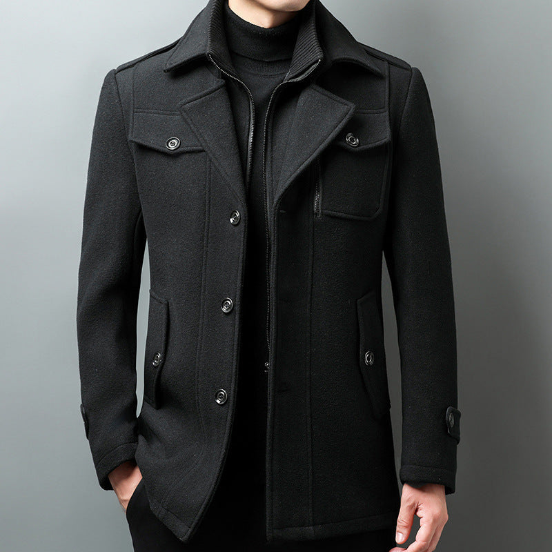 Veste homme – Coupe structurée – Laine – Col à revers – Épaules avec pattes – Boutonnage devant