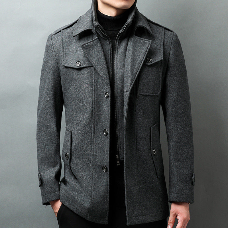 Veste homme – Coupe structurée – Laine – Col à revers – Épaules avec pattes – Boutonnage devant