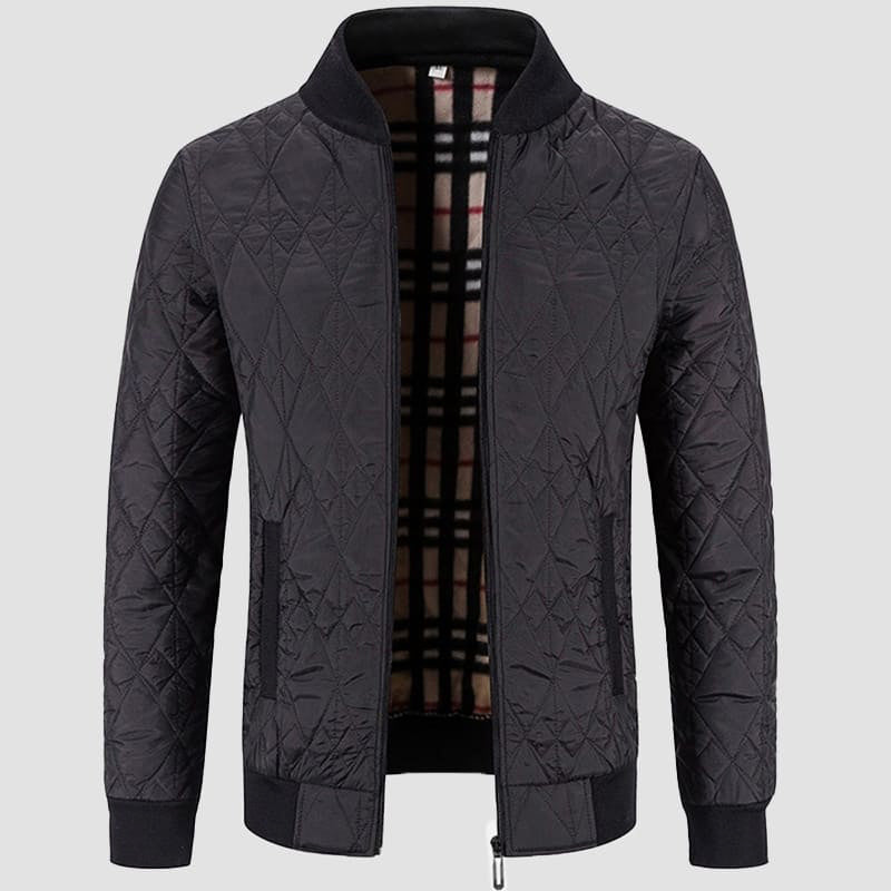 Veste matelassée homme – Coupe régulière – Motif losange – Finition côtelée