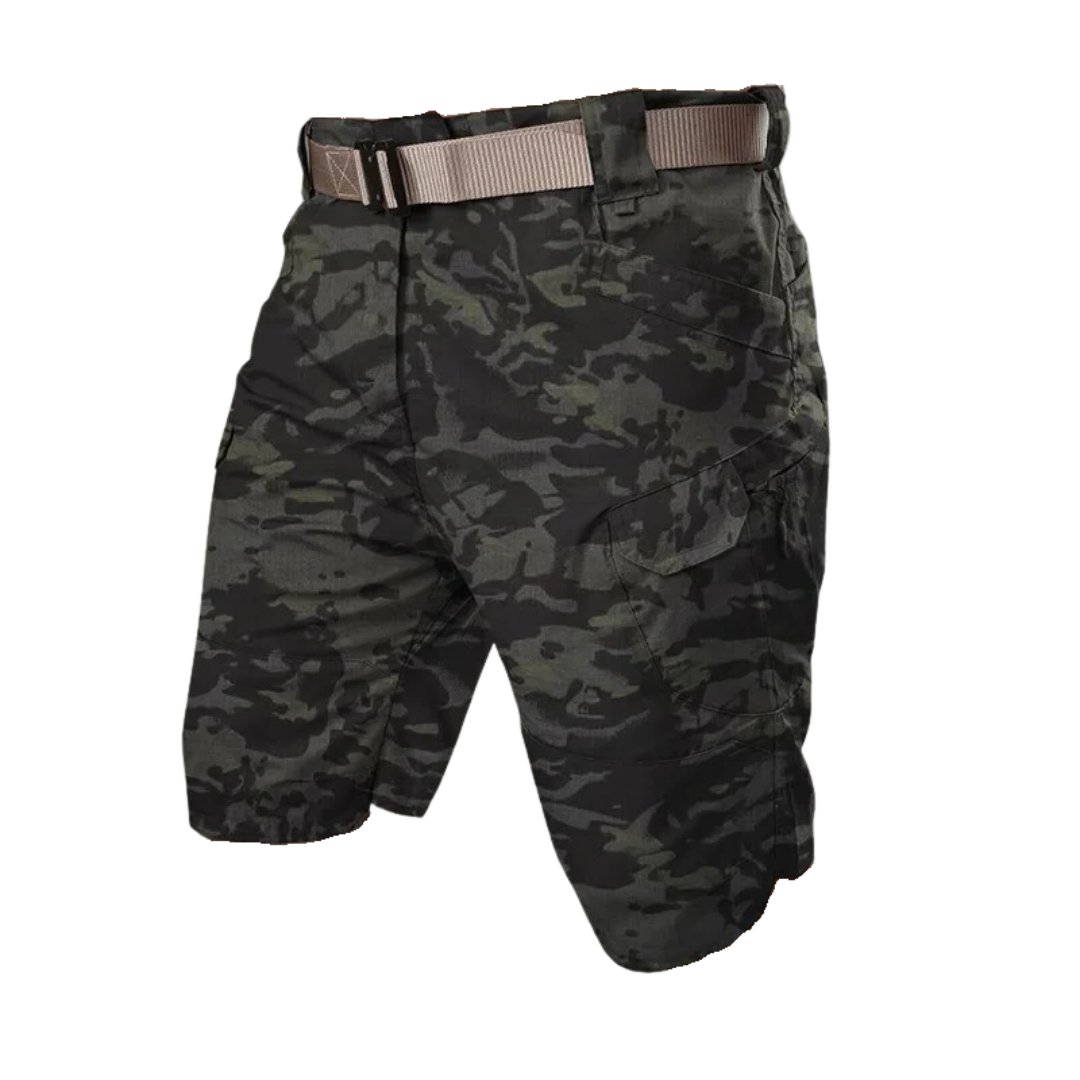 Short cargo homme – Coupe décontractée – Coton respirant – 6 poches zippées – Ceinture ajustable