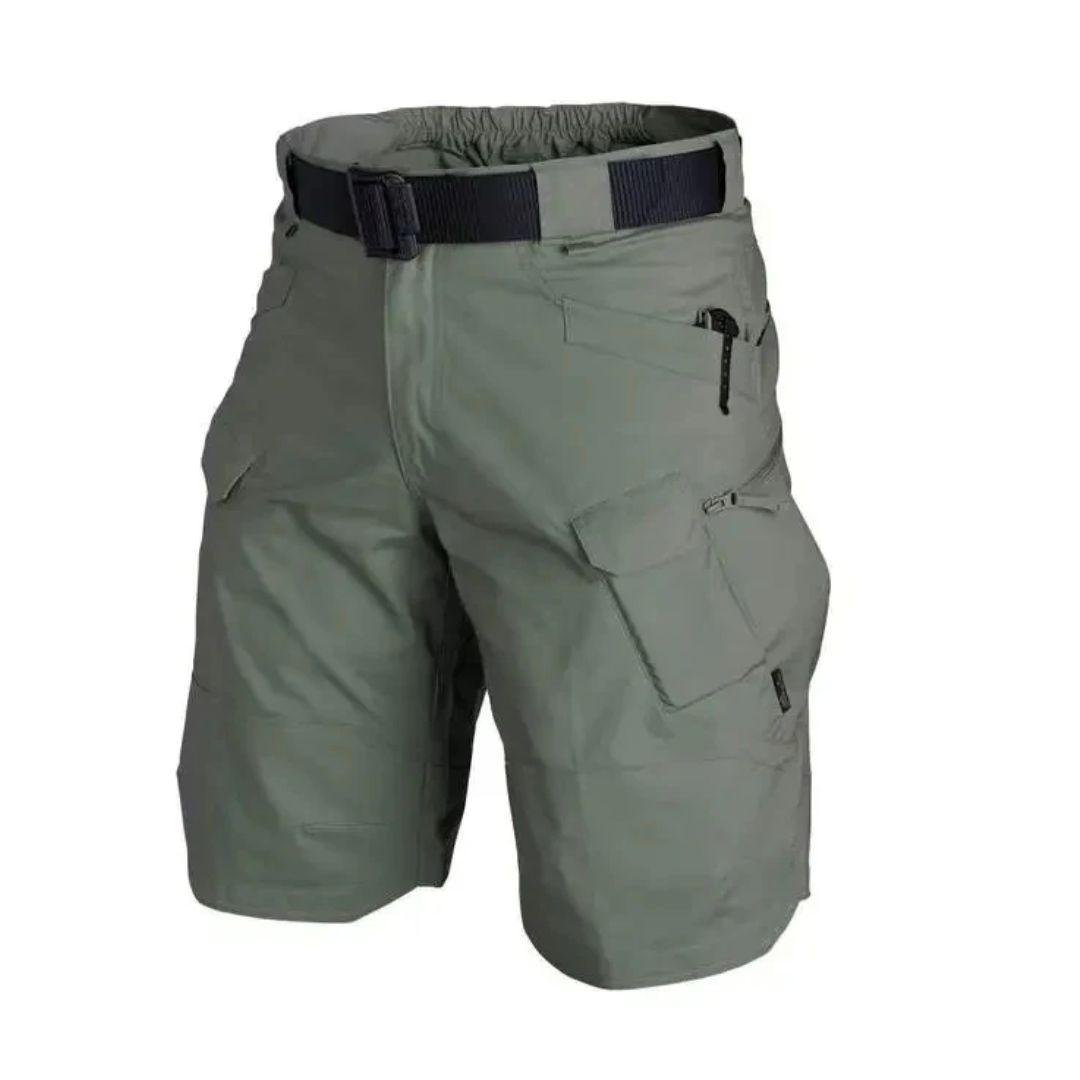Short cargo homme – Coupe décontractée – Coton respirant – 6 poches zippées – Ceinture ajustable