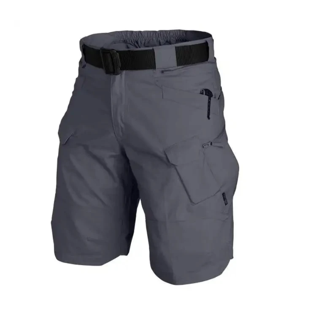 Short cargo homme – Coupe décontractée – Coton respirant – 6 poches zippées – Ceinture ajustable