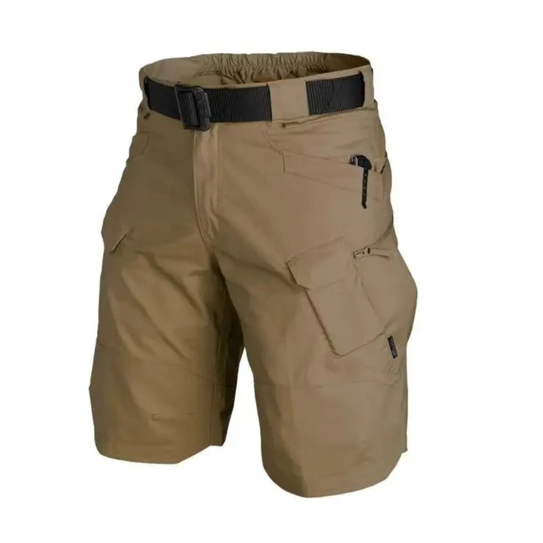 Short cargo homme – Coupe décontractée – Coton respirant – 6 poches zippées – Ceinture ajustable