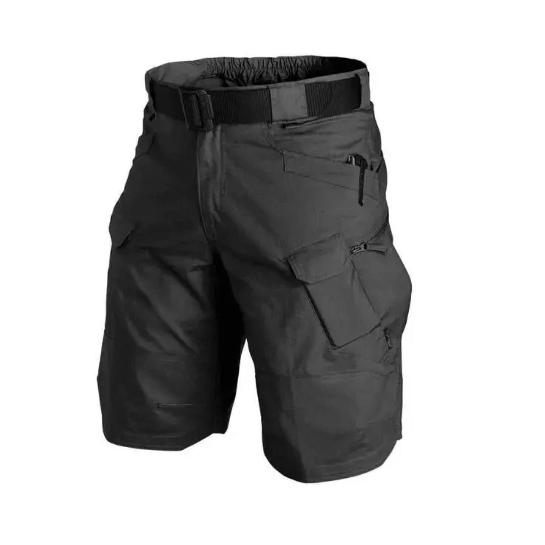 Short cargo homme – Coupe décontractée – Coton respirant – 6 poches zippées – Ceinture ajustable