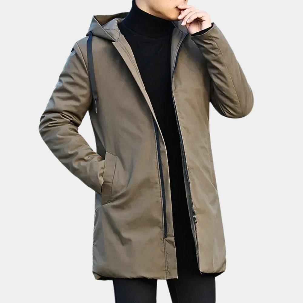Veste imperméable homme – Coupe regular – Capuche – Zip frontal – Mi-longue