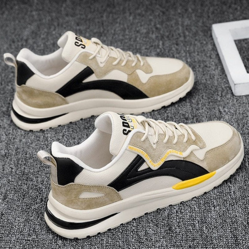 Sneakers Homme – Cuir et Daim – Semelle Confort en Caoutchouc – Respirants et Tendance
