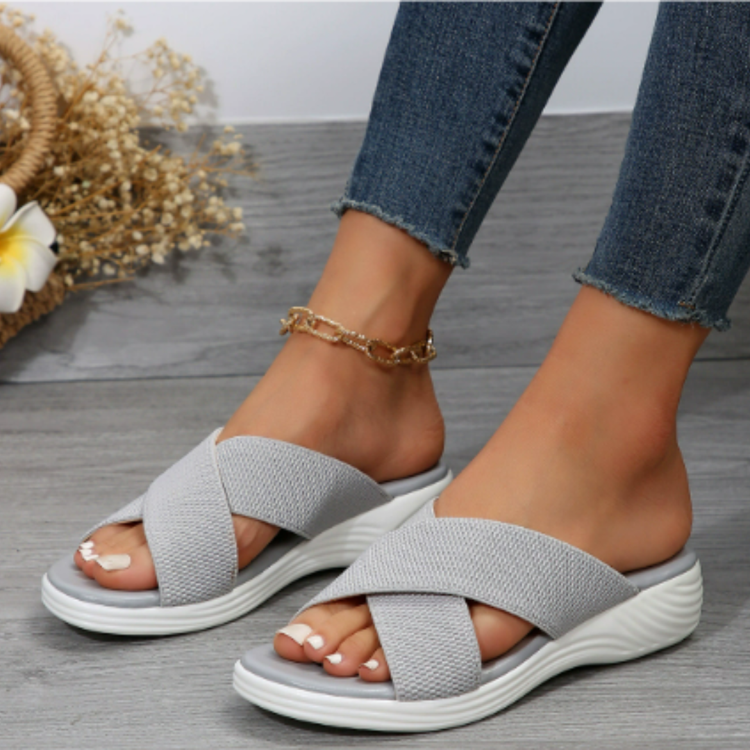 Sandales femme – Bout ouvert – Maintien élastique – Semelle confort – Style décontracté