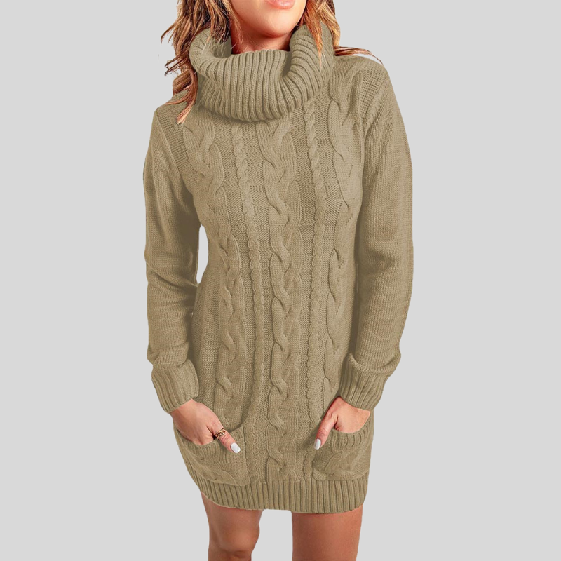 Liva - Pull tricoté élégant à col roulé et manches longues