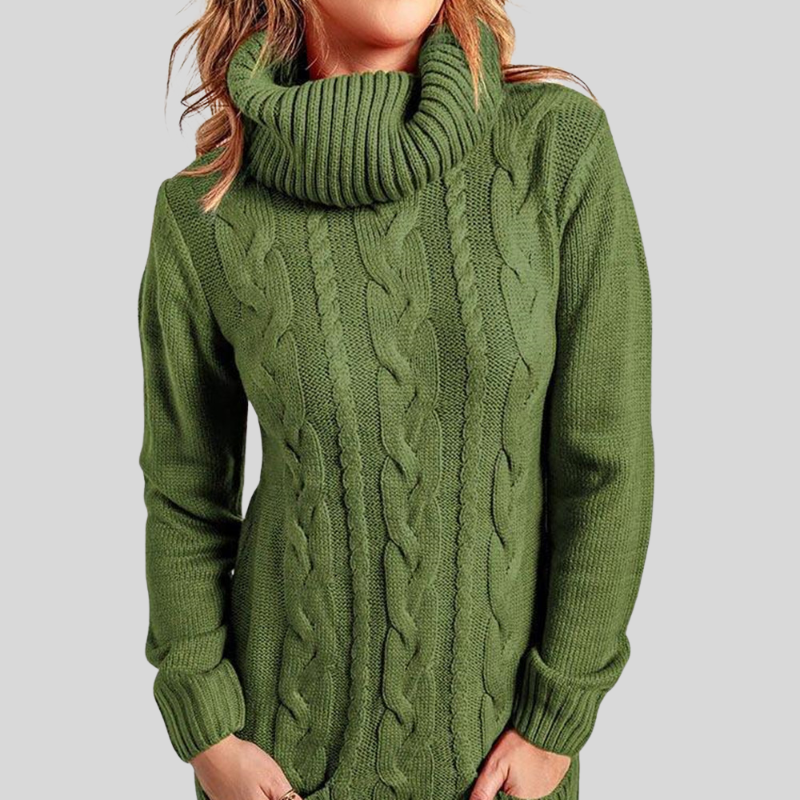 Liva - Pull tricoté élégant à col roulé et manches longues