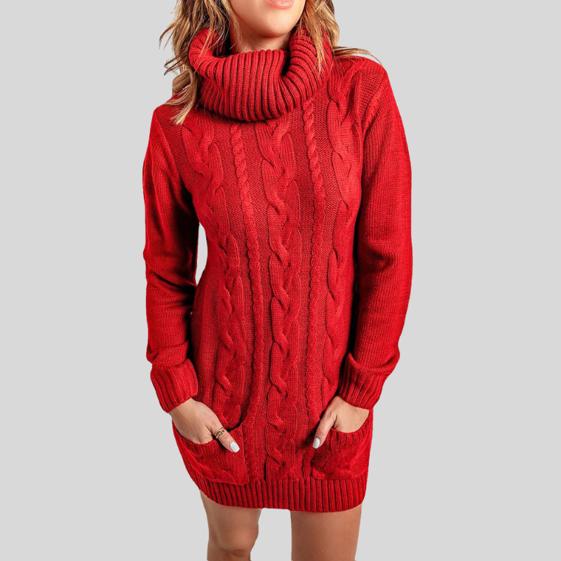 Liva - Pull tricoté élégant à col roulé et manches longues