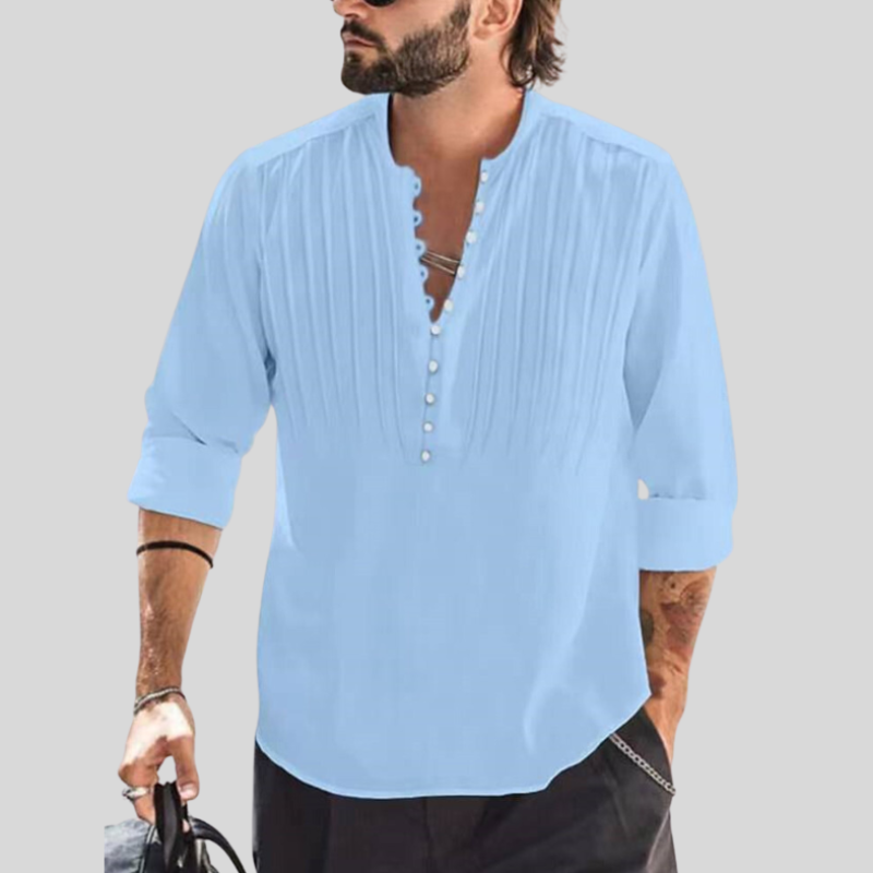 Fabian - Chemise d'été élégante avec col en V et fermeture boutonnée
