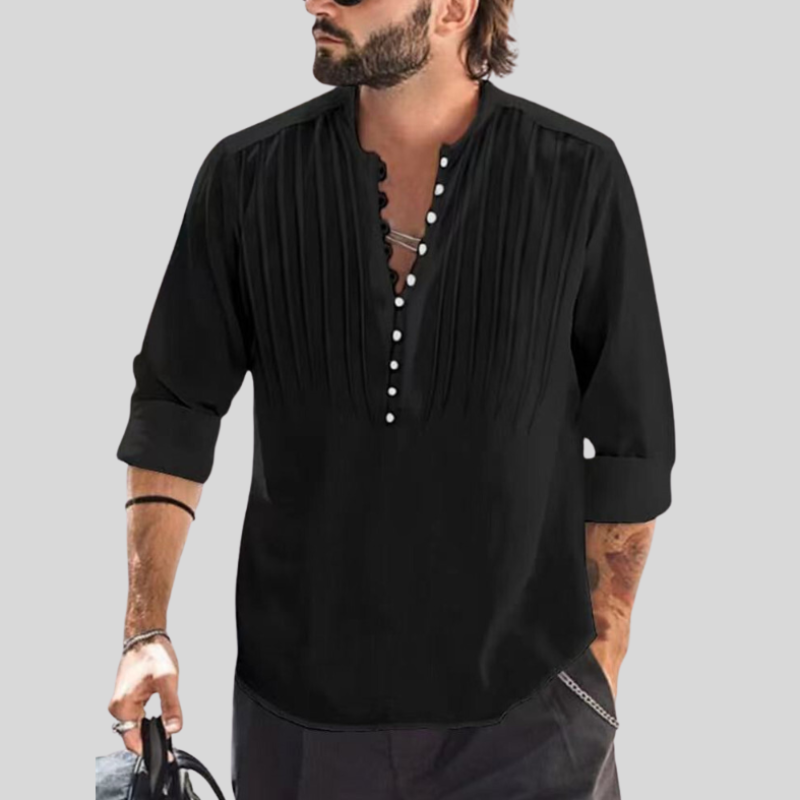 Fabian - Chemise d'été élégante avec col en V et fermeture boutonnée