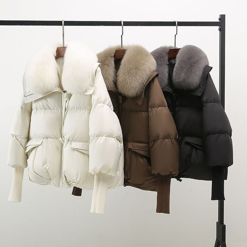 Veste matelassée femme – Coupe oversize – Col en fausse fourrure – Poignets côtelés