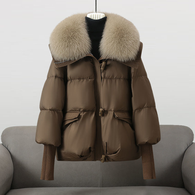 Veste matelassée femme – Coupe oversize – Col en fausse fourrure – Poignets côtelés