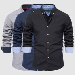 Chemise Homme - Coupe Ajustée - Col Boutonné - Manches Longues Élégante