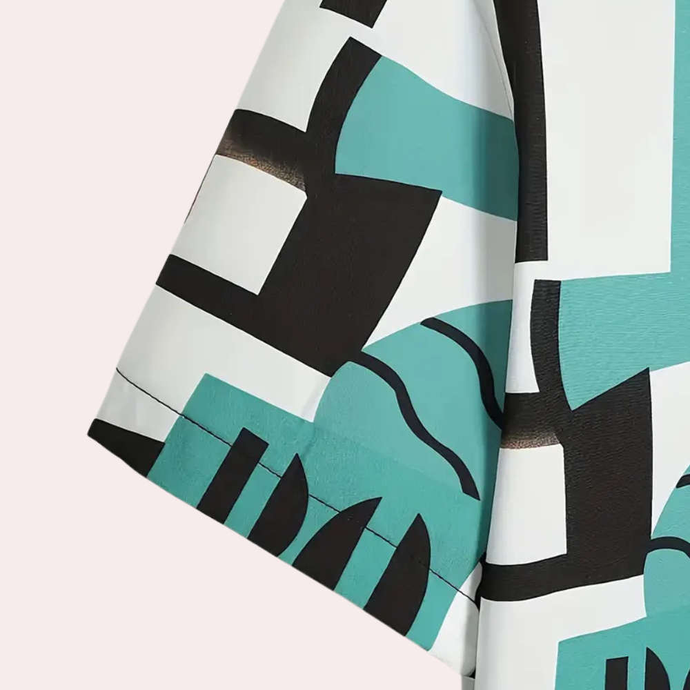 Chemise Homme - Manches Courtes - Coupe Décontractée - Motif Géométrique Moderne