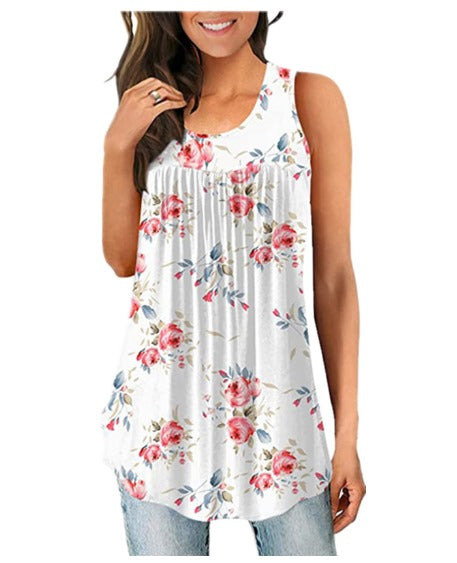 Britt - Blouse sans manches avec de superbes motifs floraux