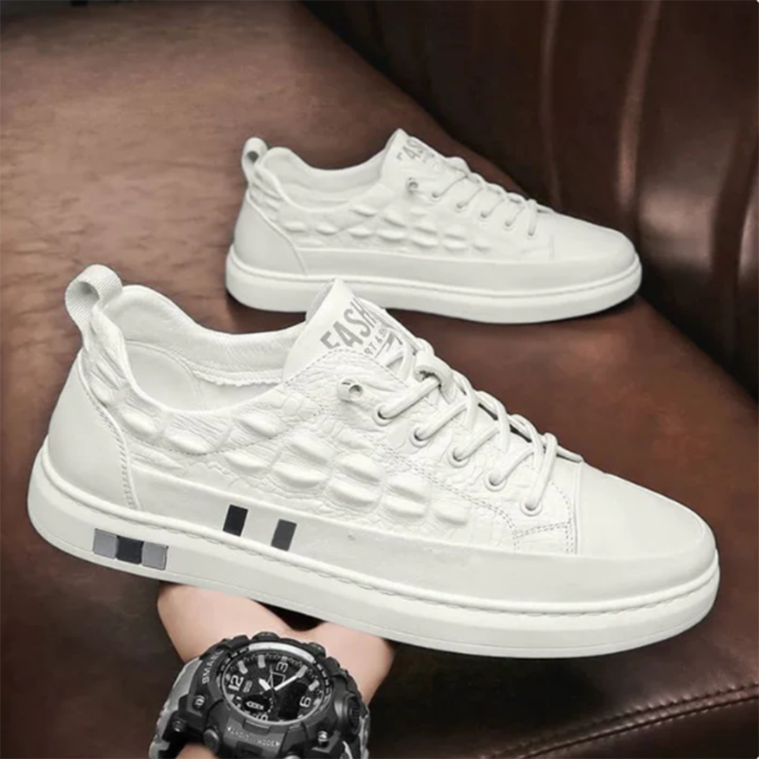 Baskets Homme - Cuir Texturé - Confort Quotidien - Semelle Antidérapante