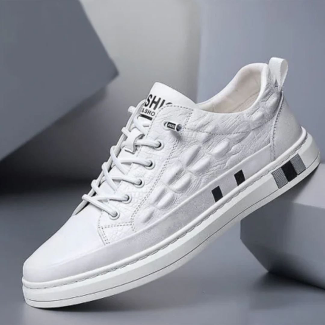 Baskets Homme - Cuir Texturé - Confort Quotidien - Semelle Antidérapante