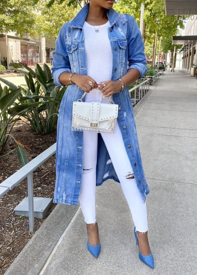 Veste femme boutonnée – Coupe oversize – Style décontracté – Longueur mi-cuisse